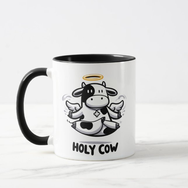 Taza de Yoga Vaca Sagrada – Moo levitando en postu (Izquierda)