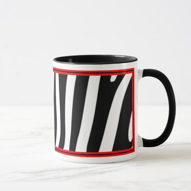 Taza de zebra de café tafetán con rojo (Derecha)
