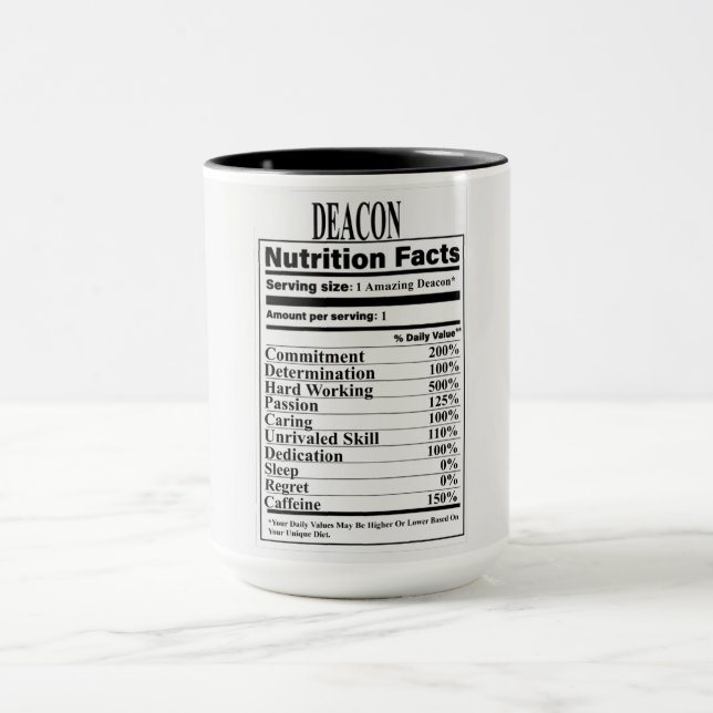 Taza Deacon Nutrition Facts Mug