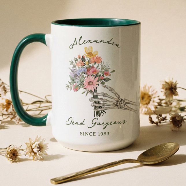 Taza Dead Gorgeous Name Year Gothic Skeleton Wildflower (Dead Gorgeous Name Year Gothic Skeleton Wildflower Mug)