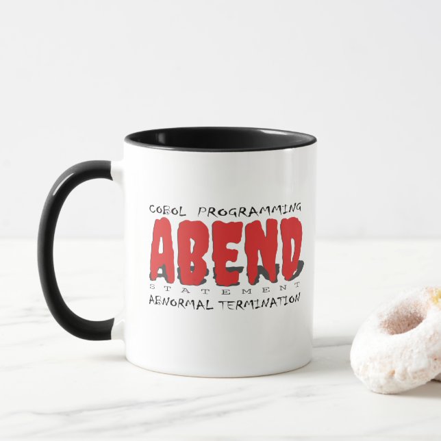 Taza Declaración Abend en programación Cobol  (Con donut)