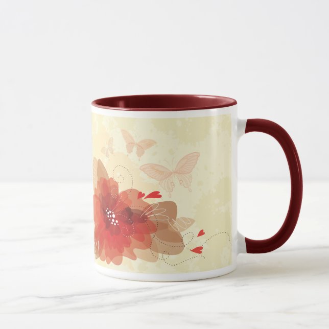 Taza Decoración de flores 17 Mug (Derecha)