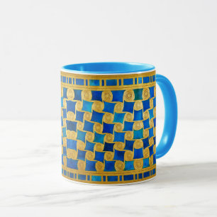 TAZA DECORACIÓN GEOMÉTRICA EGIPCIA ANTIGUA, SOL EN CIEL