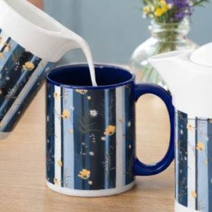 Taza Decoración moderna de hogar a rayas azules Boho Wi