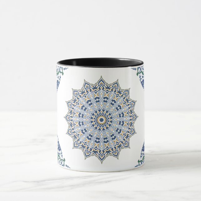 Taza Decoración oriental elegante de estilo árabe azul  (Centro)