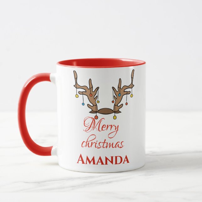 Taza Decoración personalizada de renos - Feliz Navidad (Izquierda)