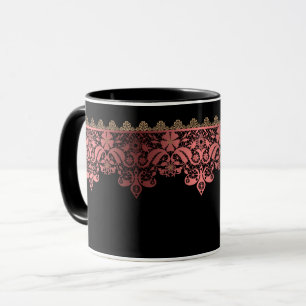 Taza Decoración romántica de encaje rosa gradiente bron
