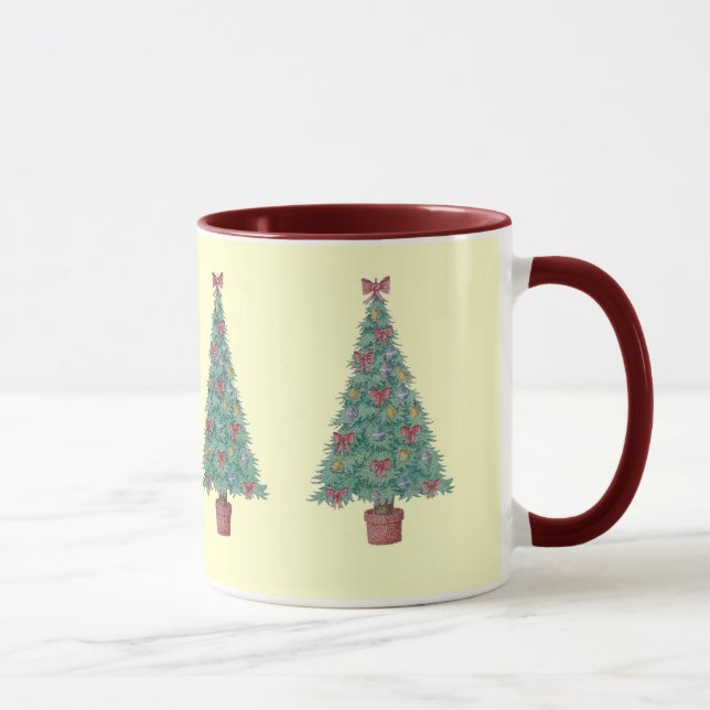 Taza decoraciones de arcos rojos en árboles de navidad (Derecha)