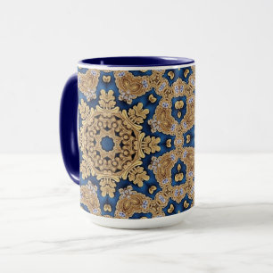 Taza Decorativa Azul Dorada