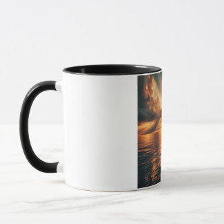Taza decorativa, con amanecer radieante