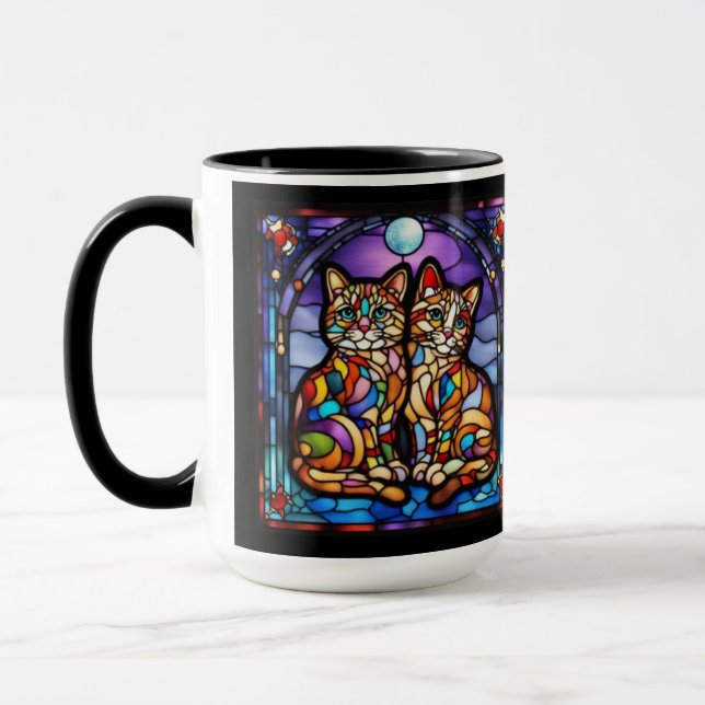 Taza Decorativa de Gatitos Adorables Arcoíris (Izquierda)