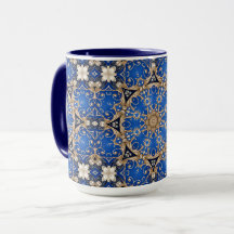 Taza decorativa de oro azul
