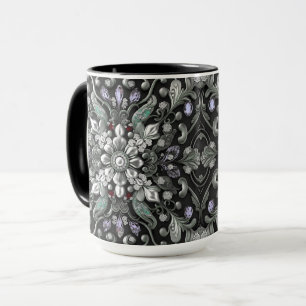 Taza decorativa de plata y púrpura
