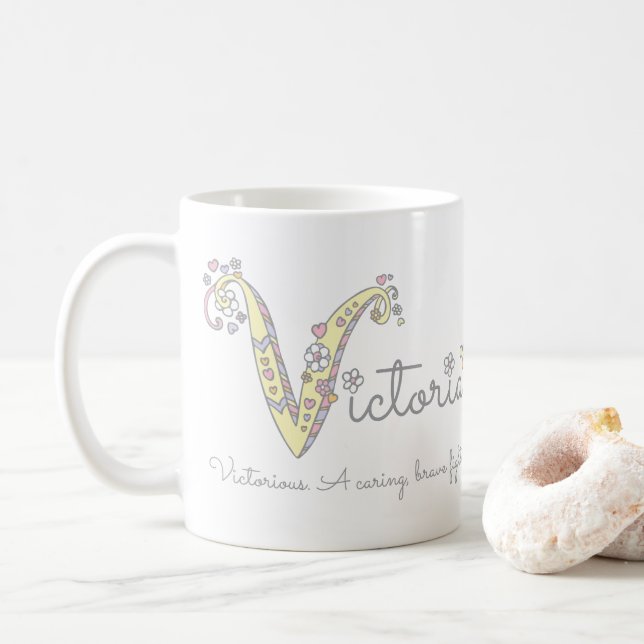 Taza decorativa del monograma del significado (Con donut)