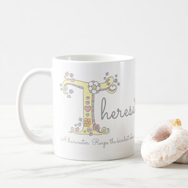 Taza decorativa del monograma del significado (Con donut)