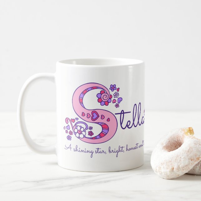 Taza decorativa del monograma del significado (Con donut)