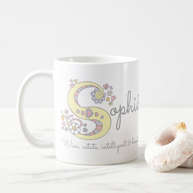 Taza decorativa del monograma del significado (Con donut)