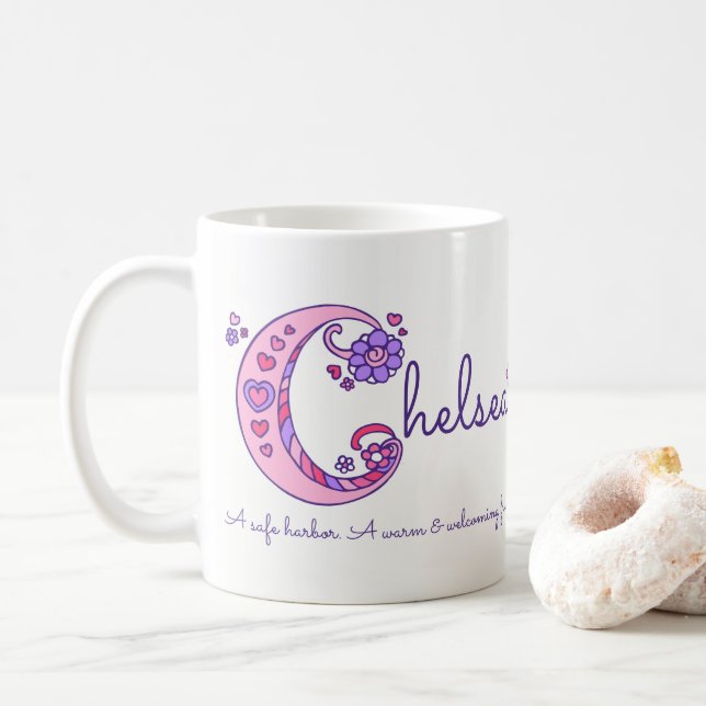 Taza decorativa del monograma del significado (Con donut)