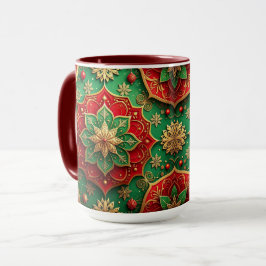 Taza decorativa navideña roja y verde