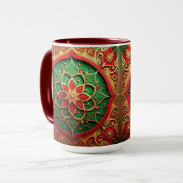 Taza decorativa navideña verde roja