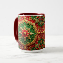 Taza decorativa navideña verde roja