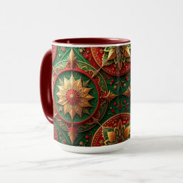 Taza decorativa navideña verde roja