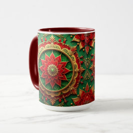Taza decorativa navideña verde roja