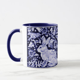 Taza Dedham Blue Rabbit, diseño clásico azul y blanco