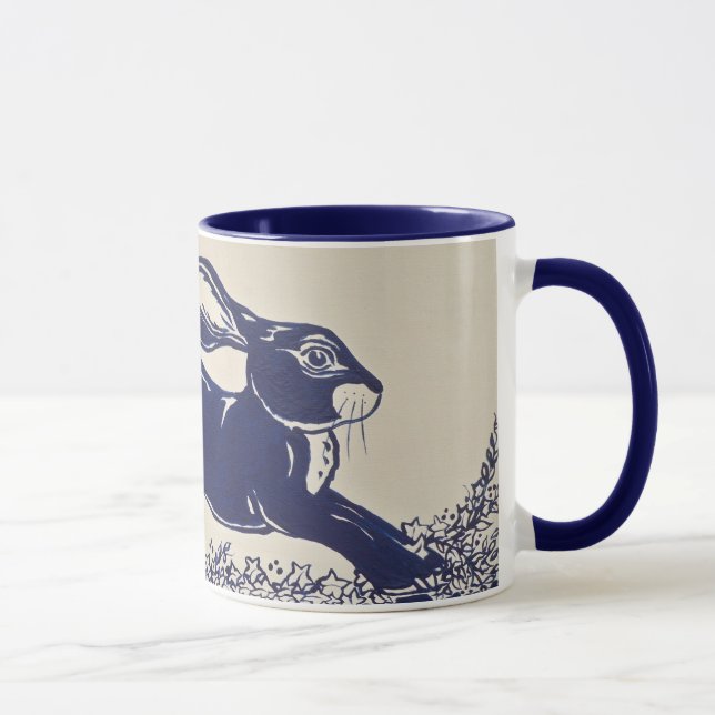 Taza Dedham Blue Rabbit Mug Vintage Blue & White (Derecha)