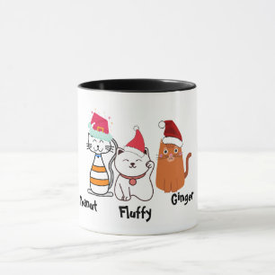 Taza Dedo Personalizado Kitty Cat Navidades Mug