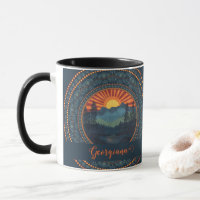 Dedo Sunset Dot Personalizado Vintage Wilderness