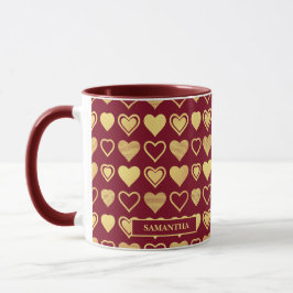 Taza Deep Burgundy Luxury Hearts Valentine’s Gift