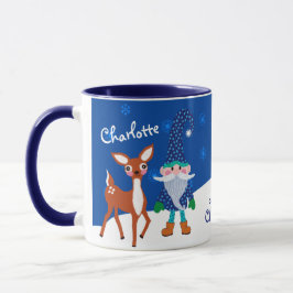 Taza Deer azul y Navidades personalizados de gnomo