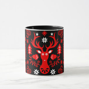 Taza Deer de Navidades rojos escandinavos