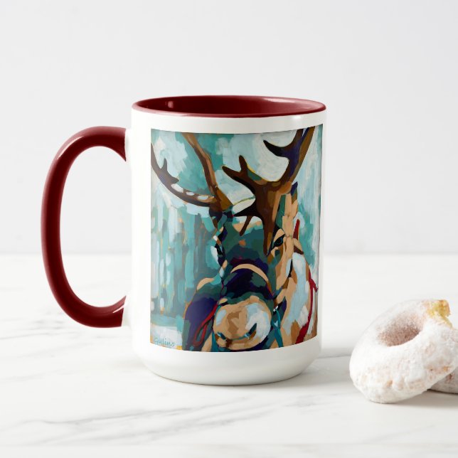Taza Deer w/ Antlers Painting - Gift for Animal Lovers (Con donut)