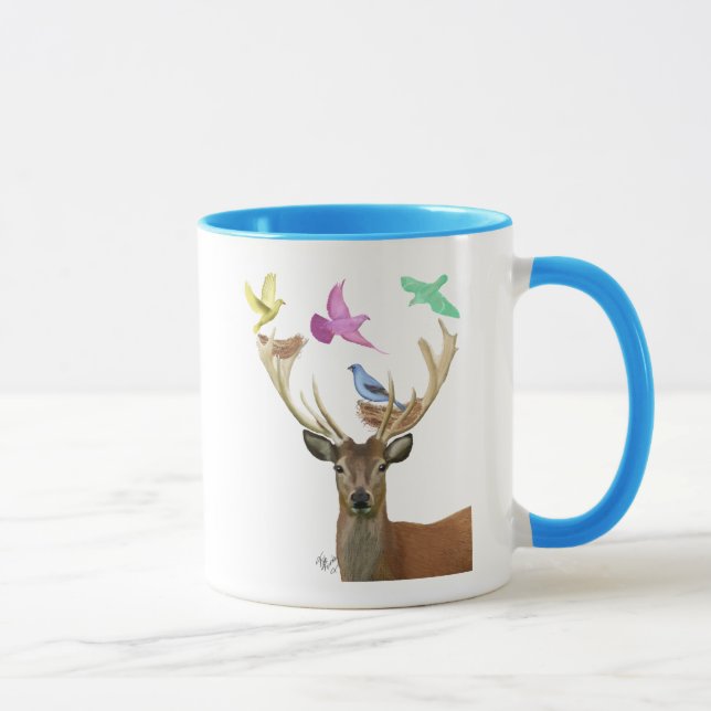 Taza Deer y Aves Nidos Pastel Sombras (Derecha)