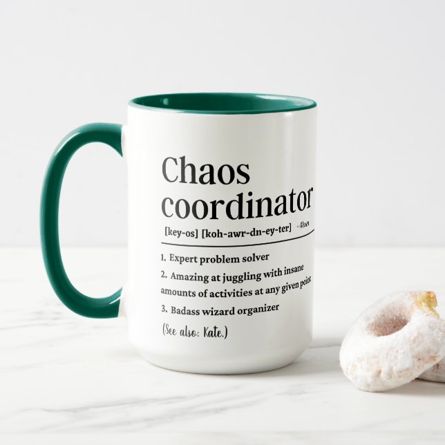 Taza Definición de coordinador de caos personalizado (Con donut)