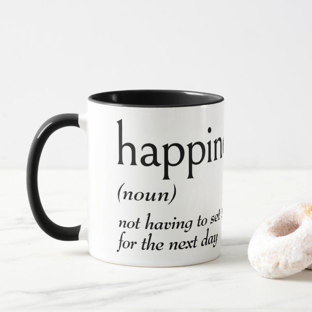 Taza Definición de diccionario para la felicidad (Con donut)