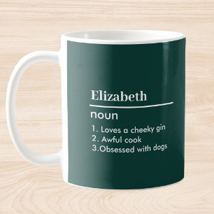 Taza Definición de nombre personalizado de Hunter Green