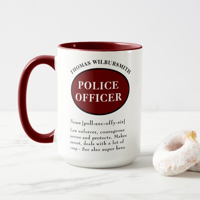 Taza Definición de Oficial de Policía Personalizado (Con donut)