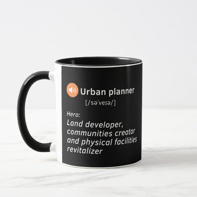 Taza Definición de urbanista| regalo de idea tierno (Izquierda)