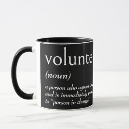 Taza Definición del diccionario para VOLUNTARIO