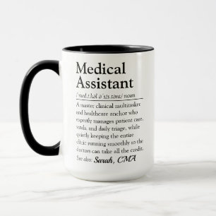 Taza Definición Divertida de Asistente Médico con Nombr