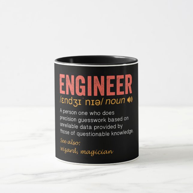 Taza Definición divertida de ingeniero (Centro)
