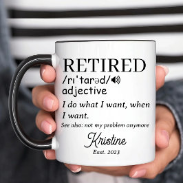 Taza Definición Divertida de Jubilación Personalizada