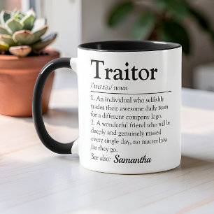 Taza Definición divertida de traidor para la despedida