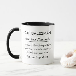 Taza Definición divertida de vendedor de coches persona