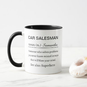 Taza Definición divertida de vendedor de coches persona