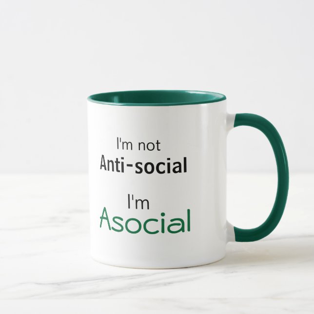 Taza Definición introvertida: Soy social, no antisocial (Derecha)