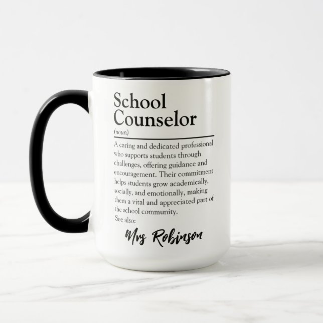 Taza Definición Personalizada de Consejero Escolar (Izquierda)